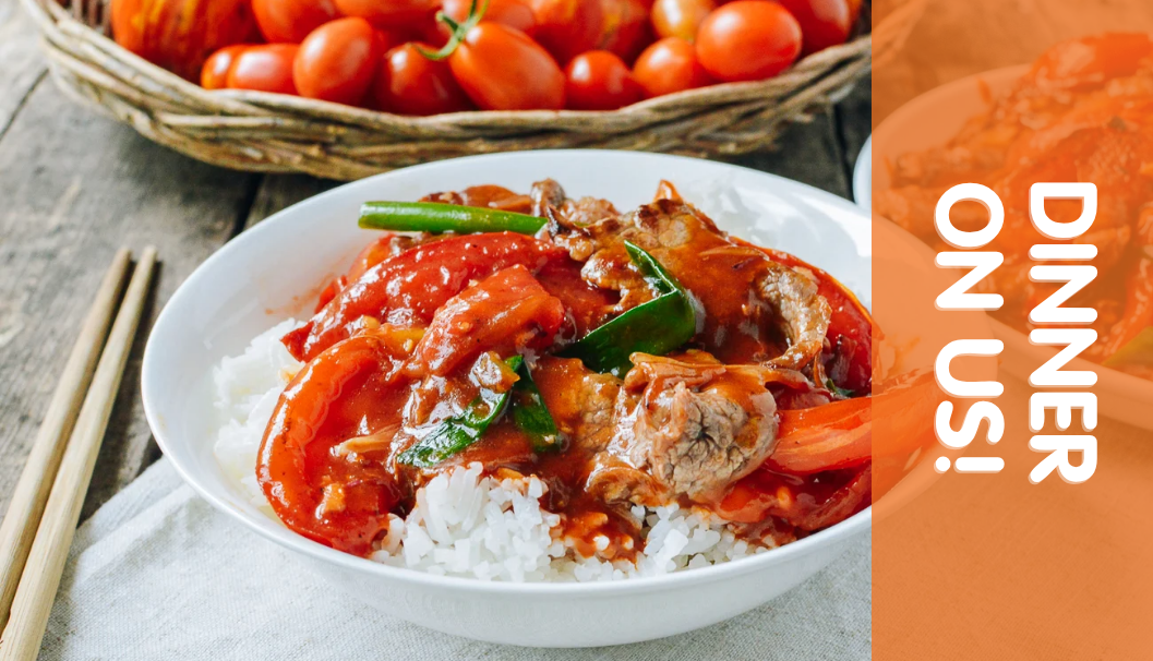 Dinner on Us: Tomato Beef Rice Bowl